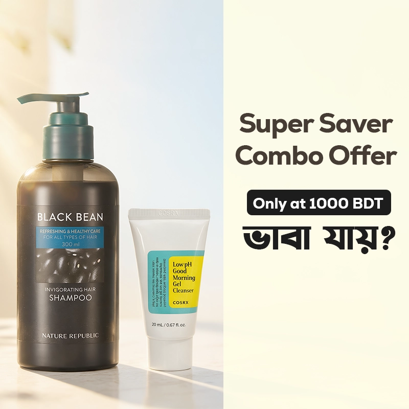 Super Saver Combo Offer (Nature Republic Black Bean Refreshing And Healthy Care Invigorating Hair Shampoo, 300 ML & COSRX Low PH Good Morning Gel Cleanser, 20 ML)