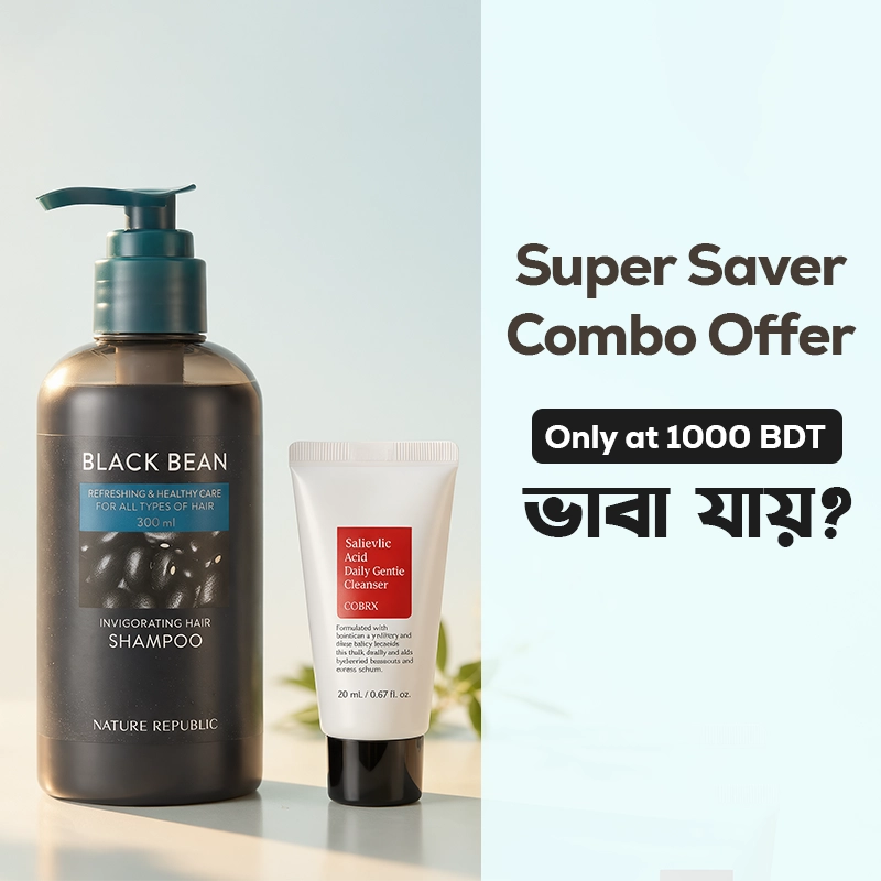 Super Saver Combo Offer (Nature Republic Black Bean Refreshing And Healthy Care Invigorating Hair Shampoo, 300 ML & COSRX Salicylic Acid Daily Gentle Cleanser, 20 ML)