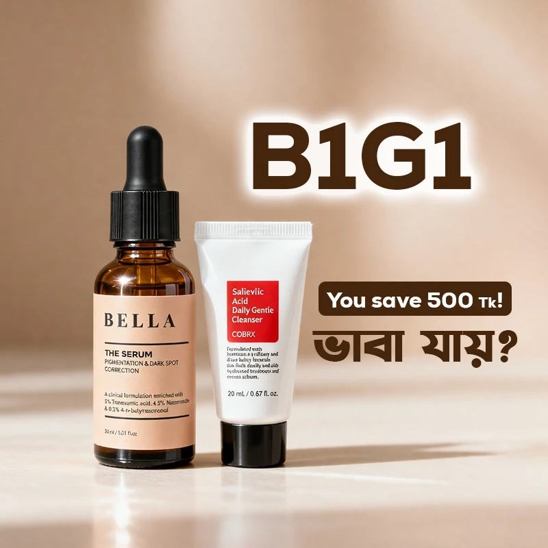 Buy 1 Get 1 Free Offer (Bella The Serum Pigmentation & Dark Spot Correction, 30 ML Free: COSRX Salicylic Acid Daily Gentle Cleanser, 20 ML)