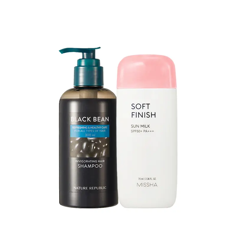 Summer Combo Offer (NR Black Bean Invigorating Shampoo 300ML & Missha Soft Finish Sunmilk 70 ML)