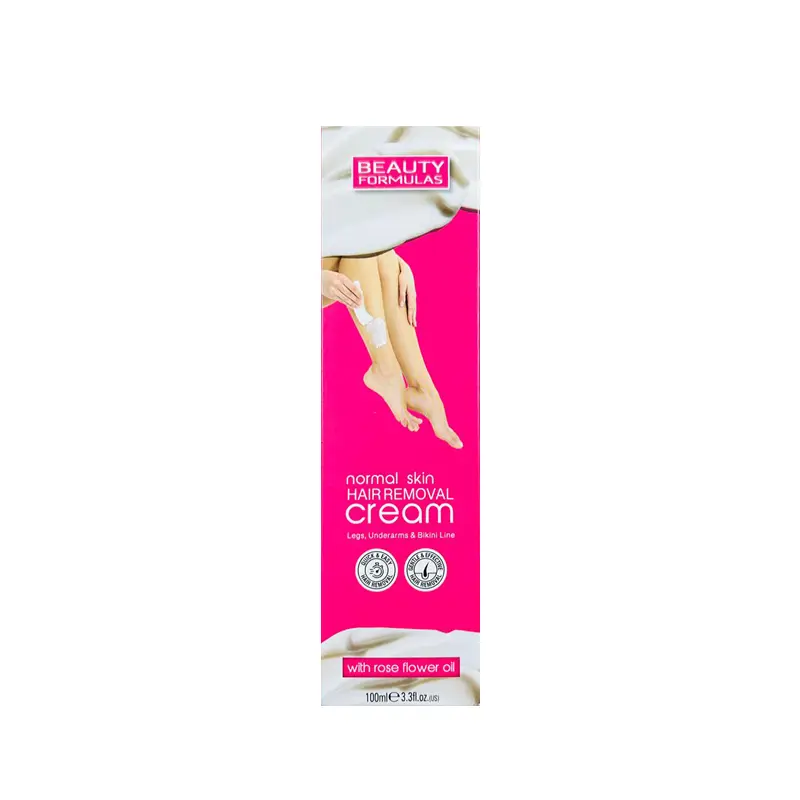 Beauty Formulas Normal Skin Hair Removal Cream with Rose Flower Oil, 100 ML