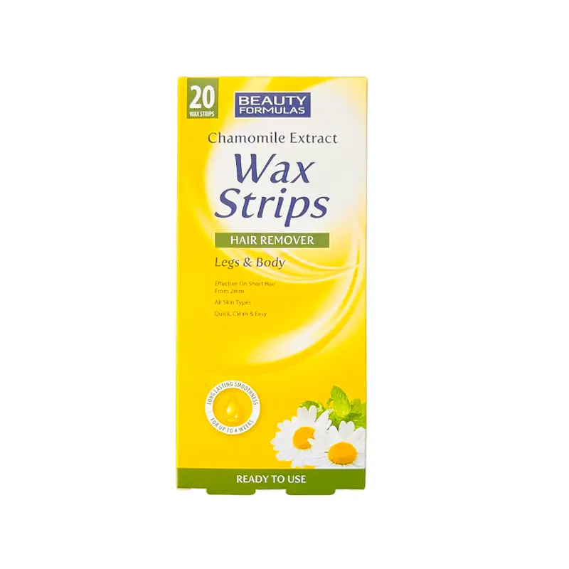 Beauty Formulas Chamomile Extract Wax Strips Hair Remover Legs and Body 20 Strips