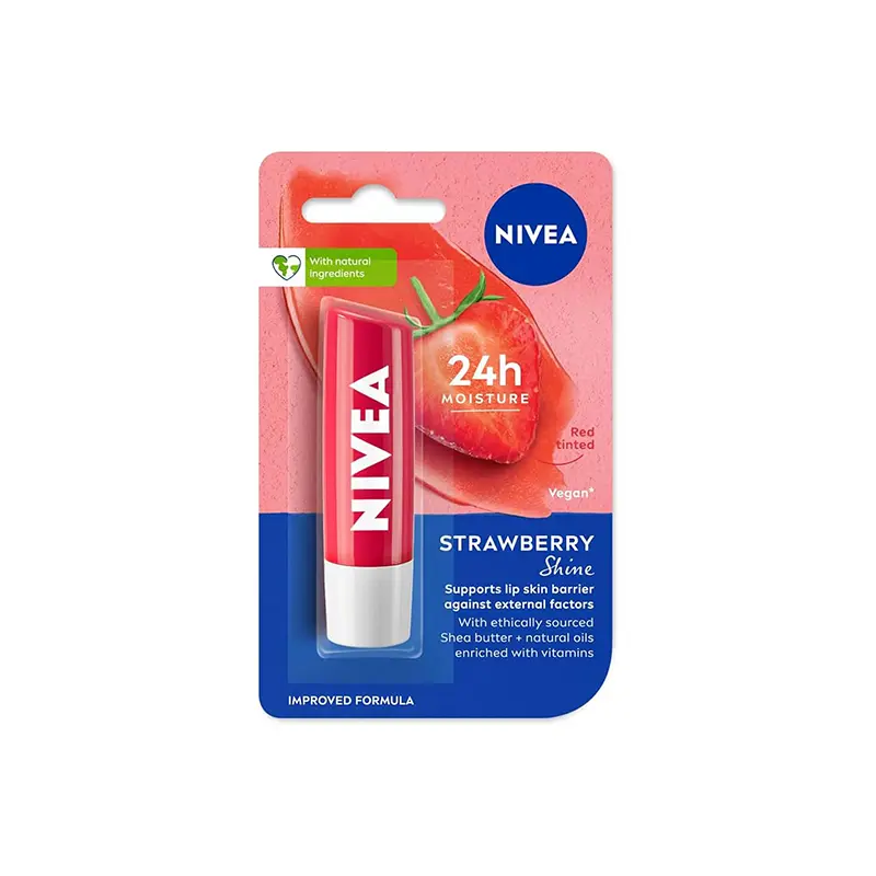 Nivea strawberry shine lip balm, 4.8 GM