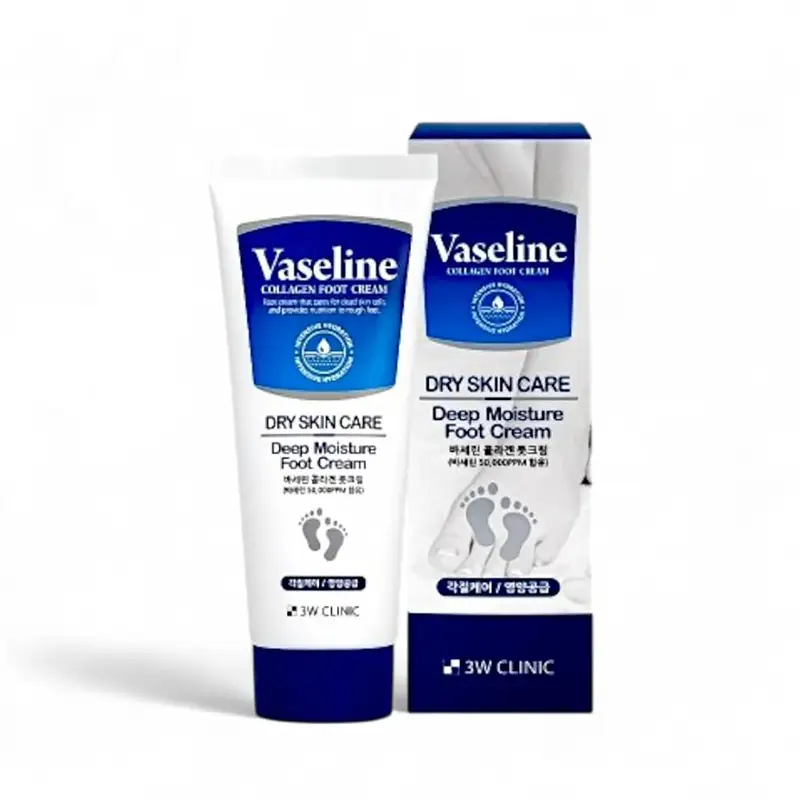 3W Clinic Vaseline Collagen Foot Cream Deep Moisture & Dry skin Care, 150 ML